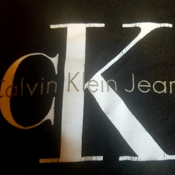 Original Vintage 90s Black Calvin Klein Jeans logo Tee - Picture 3 of 9